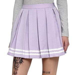 Hot Topic lavender white trimmed pleated schoolgirl cheer skirt S pastel kawaii